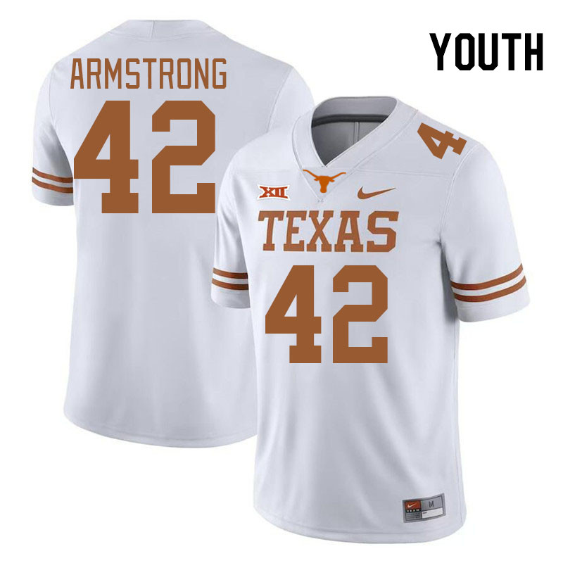 Youth #42 Ben Armstrong Texas Longhorns 2023 College Football Jerseys Stitched-White